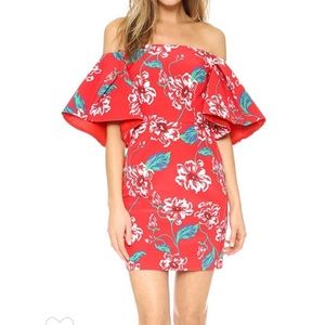 Nicholas floral print off shoulder dress